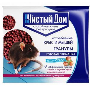 Средство от крыс и мышей Чистый дом Гранулы Аромат ореха 125 гр 03-350