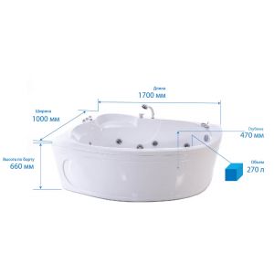 Ванна TRITON Изабель правая 170x100x66