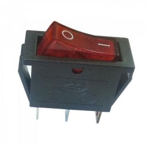 Выключатель клавишный 250V 6А (4с) ON-OFF красный  с подсветкой  Mini  REXANT
