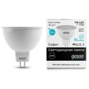 Лампа светодиодная Gauss Elementary GU5.3 7 Вт 4100K Софит