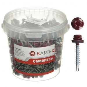 Саморез кровельный 4,8х38 мм Винно-Красный (RAL-3005) 250 шт