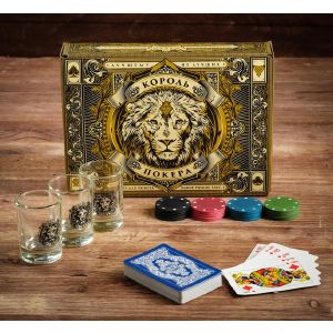 Подарочный набор Король покера  рюмки, карты для покера, фишки