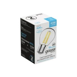 Лампа Gauss Basic Filament Шар 4.5W 420lm 4100K E 27 LED
