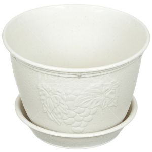 Горшок для цветов пластиковый Ямада 595W viola белая глина, 2 л