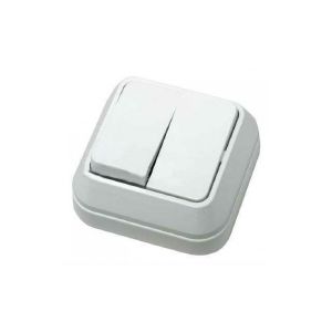 Выключатель 2ОП белый накладной Makel