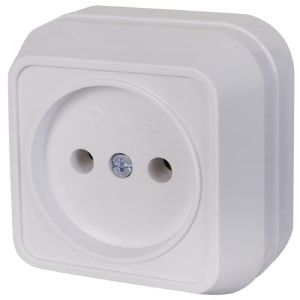 Розетка 1ОП б/з белый (квадрат) накладная Makel