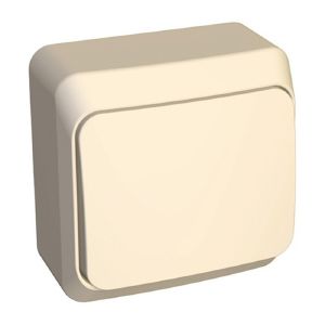 Выключатель 1ОП кремовый накладной Makel