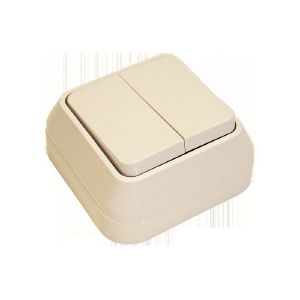 Выключатель 2ОП кремовый накладной Makel