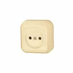 Розетка 1ОП б/з кремовая (квадрат) накладная Makel