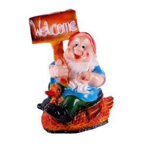 Фигура садовая гипс Гном на утке 43x32 см ГАРДЕНВИЛЛ