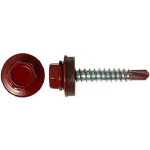 Саморез кровельный 5,5х25 мм Коричнево-Красный (RAL-3011) 250 шт ведро
