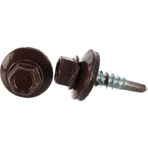 Саморез кровельный 5,5х25 мм Шоколадно-Коричневый (RAL-8017) 250 шт ведро