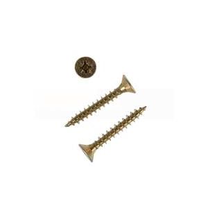 Шуруп по дереву 3,5 x30 мм, потай, шлиц Pz, желтый цинк, в уп.20 шт