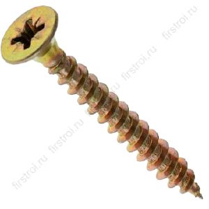 Шуруп по дереву 4,5 x30 мм, потай, шлиц Pz, желтый цинк, в уп.14 шт