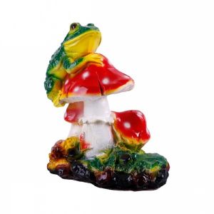 Фигура садовая гипс Три мухомора с лягушкой 27x25 см ГАРДЕНВИЛЛ
