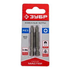 Биты ЗУБР «Мастер» кованые, хромомолибденовая сталь, тип хвостовика E 1/4