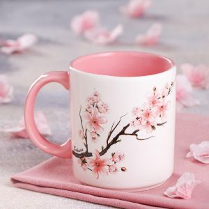 Кружка «Офисная» деколь весна, бело-розовая 350 мл