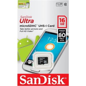 арта памяти SanDisk 16GB MicroSDHC class 10 UHS-I (80Mb/s) (без адаптера SD)*