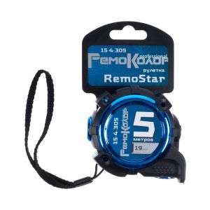 Рулетка 5мх19мм, «RemoStar», обрезиненный корпус, усиленная лента, автостоп,
