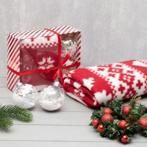 Набор подарочный LoveLife:плед 150*130 см Новогодний олень с новогод.игрушками