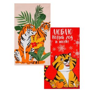 Набор кухонных полотенец Доляна Tigers 35*60 см- 2 шт.хлопок