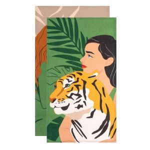 Набор кухонных полотенец Доляна Girl and tiger 35*60 см- 2 шт.хлопок