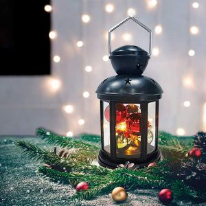 Декоративный фонарь с шариками 12х12х20,6 см, черный корпус, теплый белый цвет свечения NEON-NIGH