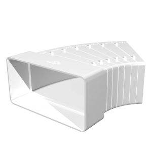 Колено вентиляционное разноугловое горизонтальное 60 х120 мм Белый 612 КРП