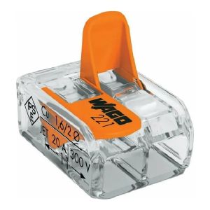 Соед.клемма WAGO 2-конт. (прозр, с рычажками) 221-412 3 шт уп