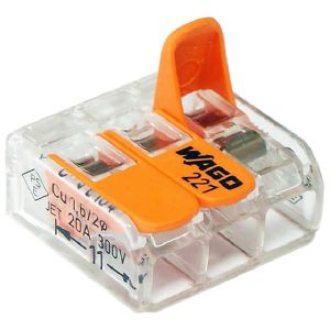 Соед.клемма WAGO 3-конт. (прозр, с рычажками) 221-413 3 шт уп