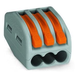 Соед.клемма WAGO 3-конт. (серая, с рычажками) 222-413 3 шт уп