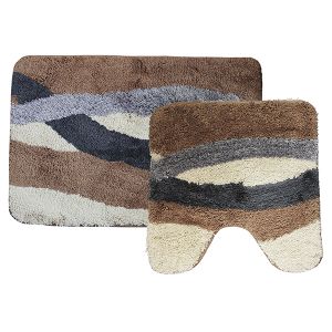 Комплект ковриков д/ванной и туалета АЛЬБИНА 50x80 и 55х55 см,коричневый,HJ-T 1230