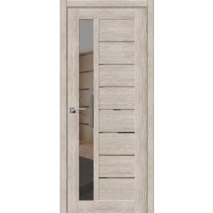 Дверь экошпон Порта-27 Cappuccino Veralinga Mirox Grey со стеклом 2000х800 мм 