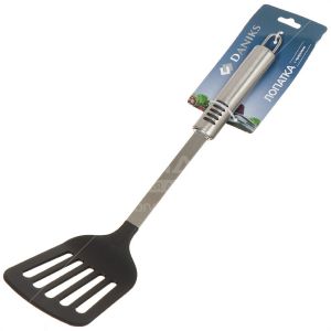 Лопатка кулинарная нейлон, с прорезями, серая, Daniks, Пасто, YW-KT71B-3