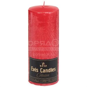 Свеча декоративная, 12х6 см, цилиндр, Evis Candles, Красная