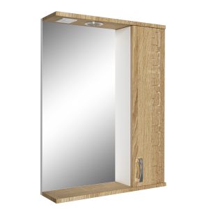 Шкаф-зеркало «Амелия» дуб со светильником правый 550х750х160 мм Ирлен