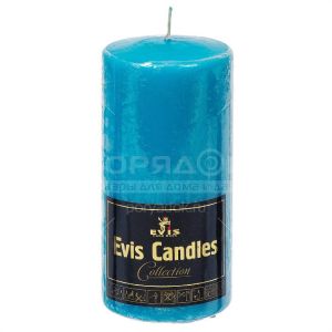 Свеча декоративная, 12х6 см, цилиндр, Evis Candles, Бирюзовая