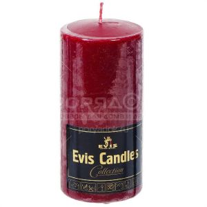 Свеча декоративная, 12х6 см, цилиндр, Evis Candles, Бордовая