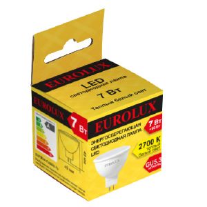 Лампа светодиодная EUROLUX LL-R-MR16-7W-230-2.7K-GU5.3