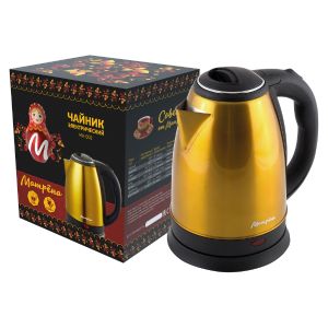 Чайник электрический МАТРЕНА МА-002 1,8 л стальной желтый