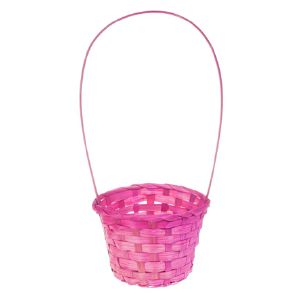 Корзина плетеная (бамбук) D13xH9,5/28 см розовый