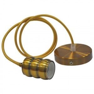 Патрон E27 подвесной с клеммой HOROZ LOFT (ретро-провод ПВС 2x0.75, 1м) Золото 021-009-0001