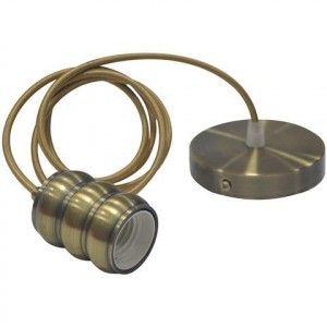 Патрон E27 подвесной с клеммой HOROZ LOFT (ретро-провод ПВС 2x0.75, 1м) Хром 021-009-0001