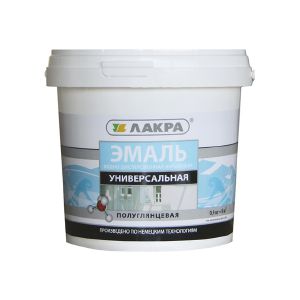 Эмаль акриловая универсальная Лакра Белая полуглянцевая 0,9 кг, Л-С