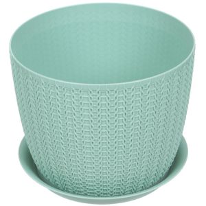 Горшок для цветов пластиковый 2,8 л 18х14 см Фисташковый, Idea Вязание М 3121