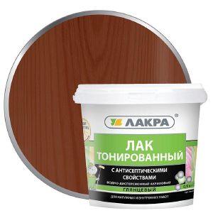Лак в/д тонированный ЛАКРА 0,9 кг Махагон