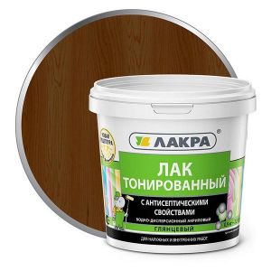 Лак в/д тонированный ЛАКРА 0,9 кг Орех