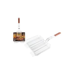 Решетка-гриль Ecos RD-102D, глубокая, с деревянной ручкой, 31x24x5 см