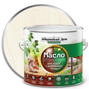 Масло для террас и деревянных полов ЗДОРОВЫЙ ДОМ белое 1,8 л