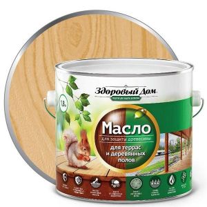 Масло для террас и деревянных полов ЗДОРОВЫЙ ДОМ дуб 1,8 л